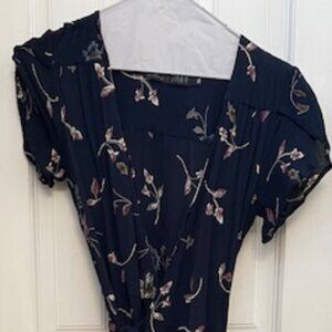 Floor-length short-sleeve wrap dress